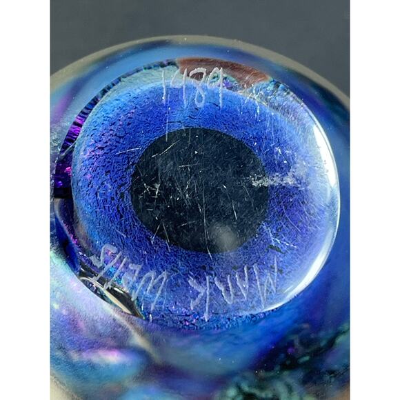 1989 Mark Wells Art Glass Paperweight Vintage - Picture 5 of 15